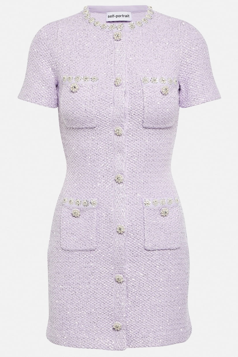 Self Portrait Sequin Embellished Knit Mini