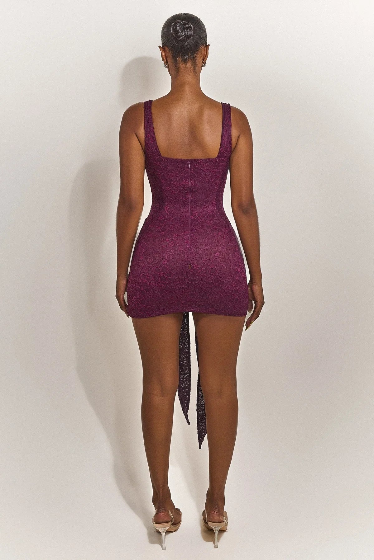 Tie Front Lace Mini Plum