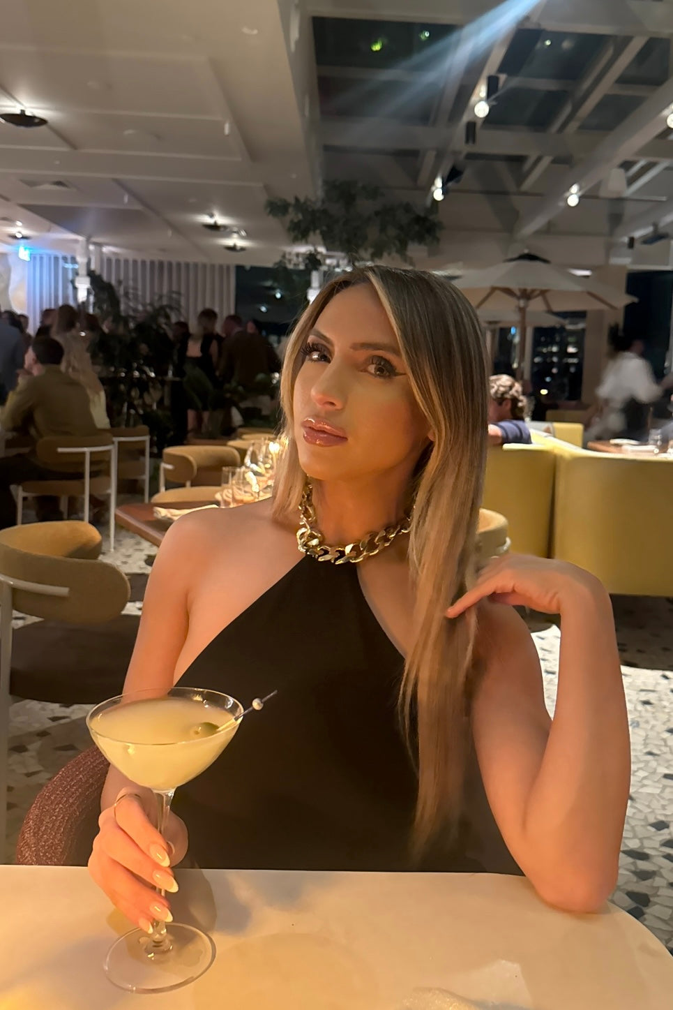 Nookie Gold Chain Halter Black Mini