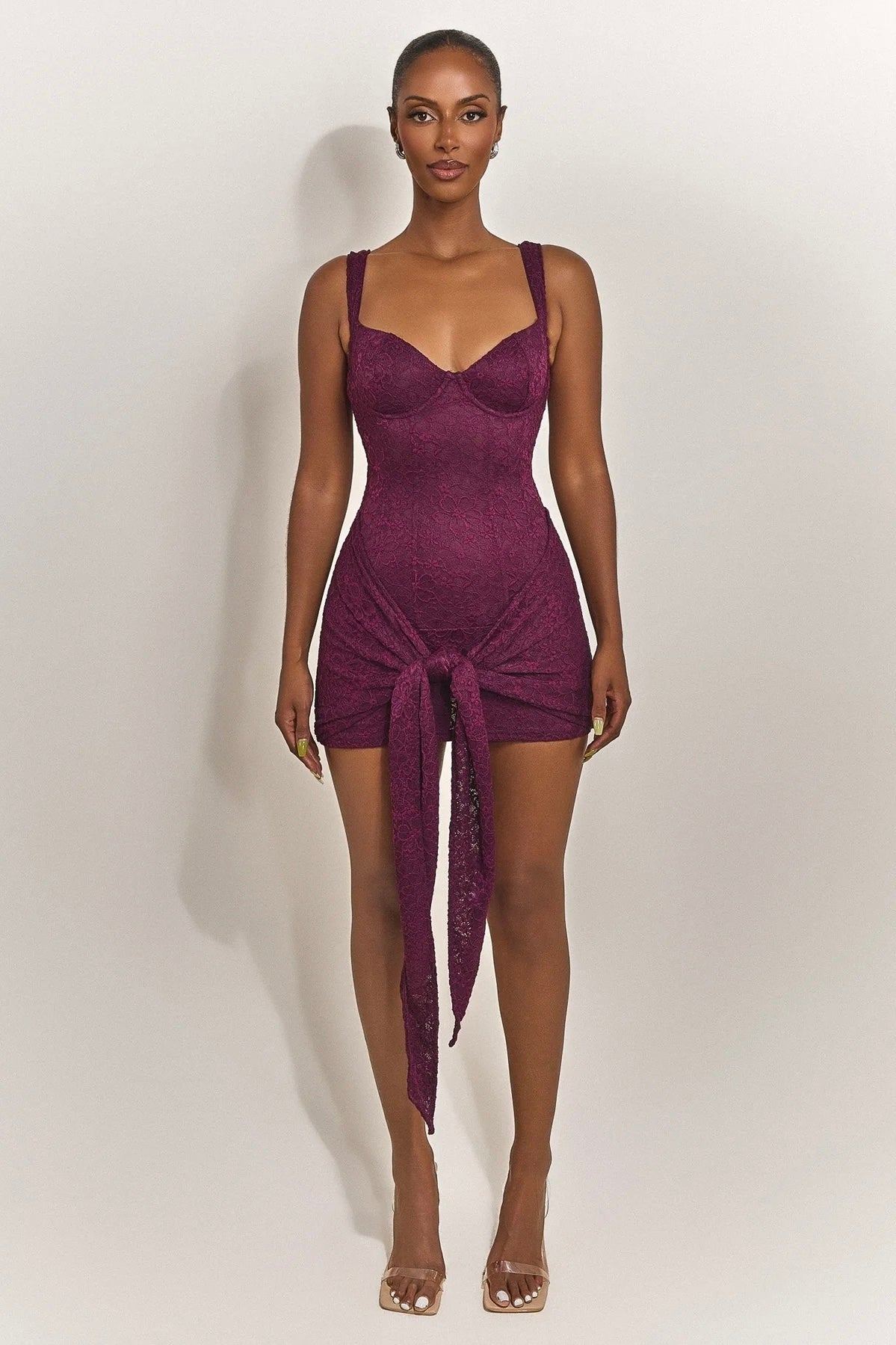 Tie Front Lace Mini Plum