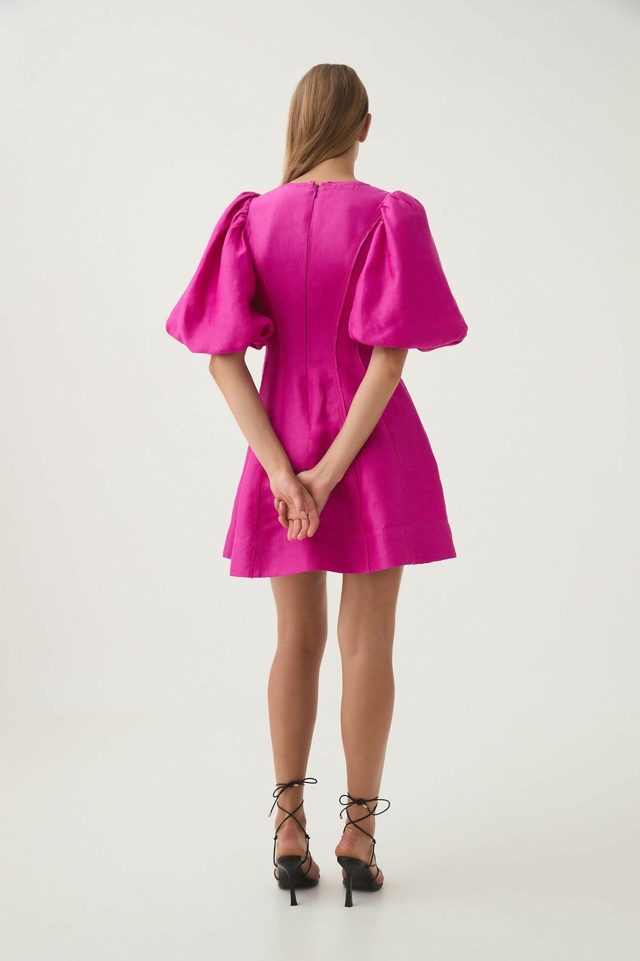 Aje Dusk Puff Sleeve Midi Dress - Deep Magenta